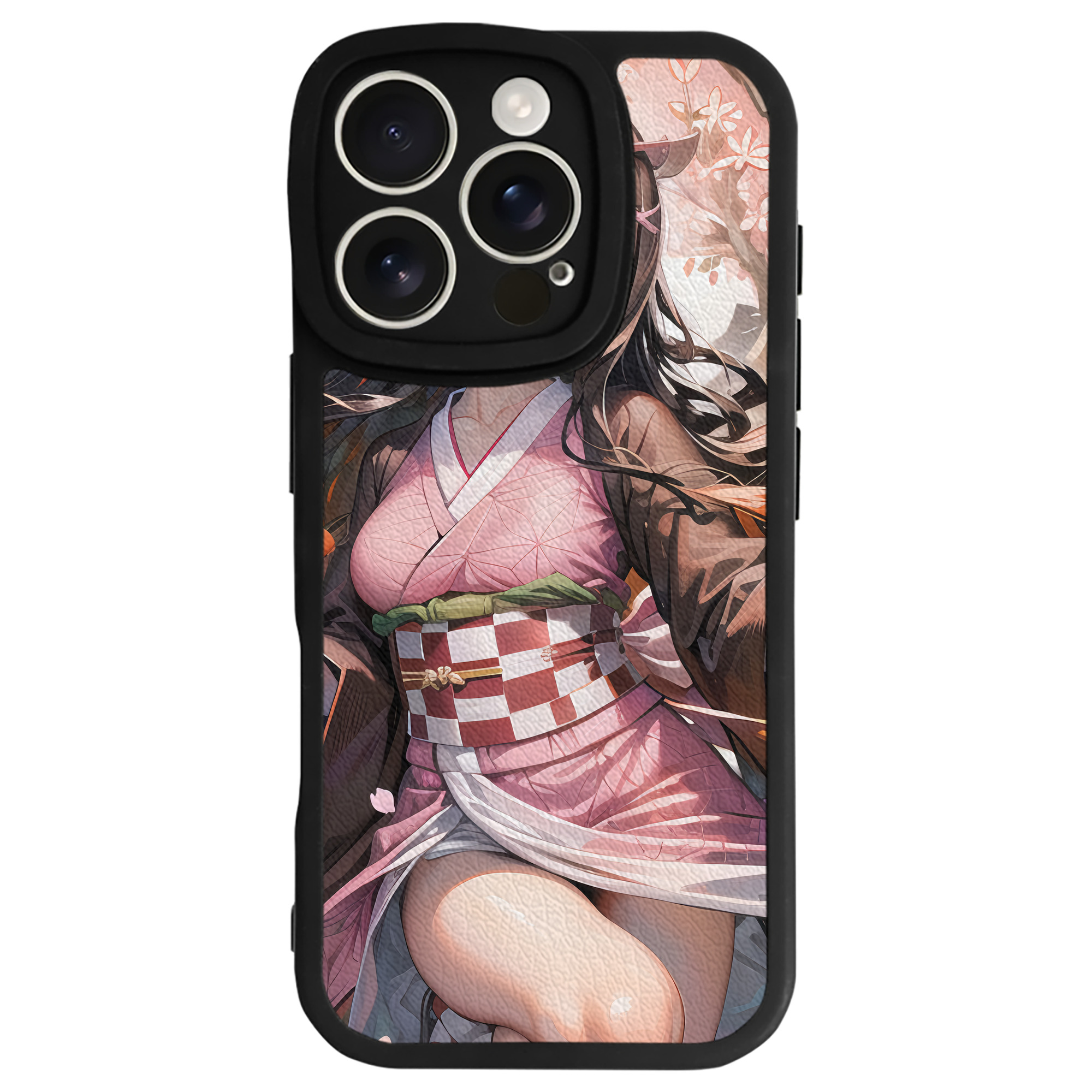 （画像用） 鬼滅の刃（きめつのやいば）竈門 禰󠄀豆子／かまど ねずこ Kamado Nezuko 【iPhone 16シリーズ対応】シリコンスマホケース（レザー調） 材質：シリコン